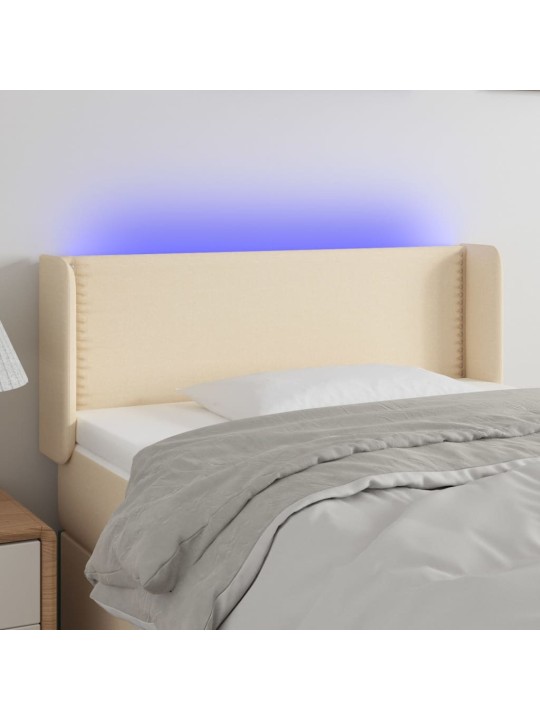 Gultas galvgalis ar led, 93x16x78/88 cm, krēmkrāsas audums