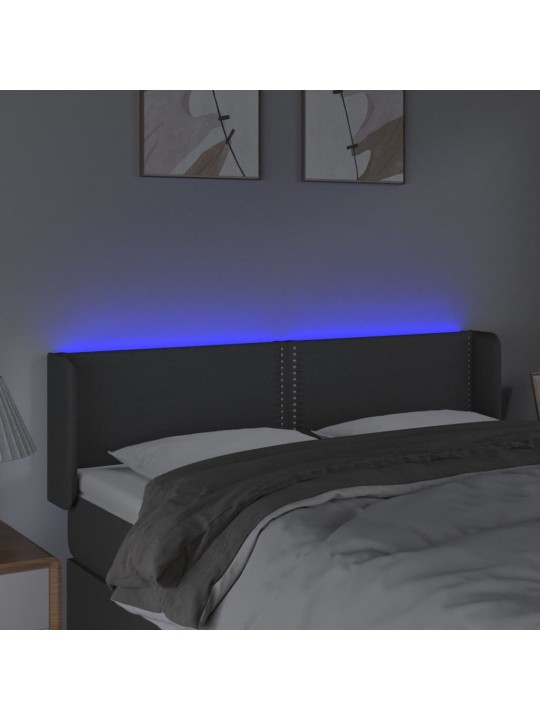 Gultas galvgalis ar LED, 147x16x78/88 cm, tumši pelēks audums
