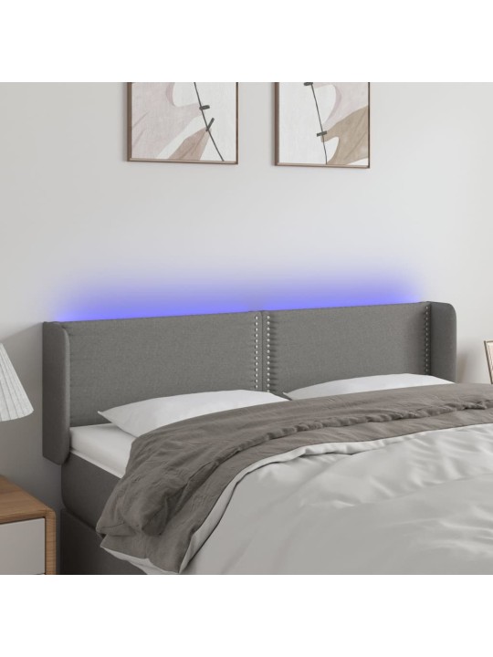 Gultas galvgalis ar LED, 147x16x78/88 cm, tumši pelēks audums