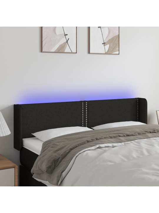 Gultas galvgalis ar LED, 147x16x78/88 cm, melns audums