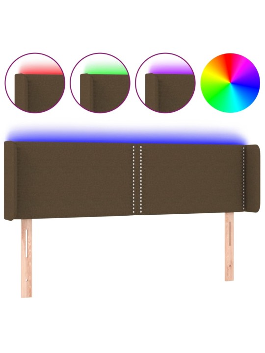 Gultas galvgalis ar LED, 147x16x78/88 cm, tumši brūns audums