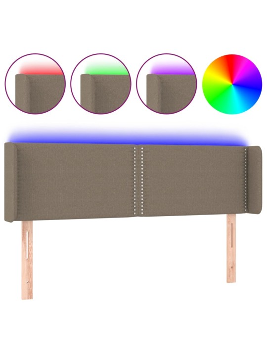 Gultas galvgalis ar led, 147x16x78/88 cm, pelēkbrūns audums