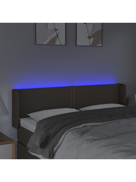 Gultas galvgalis ar led, 147x16x78/88 cm, pelēkbrūns audums