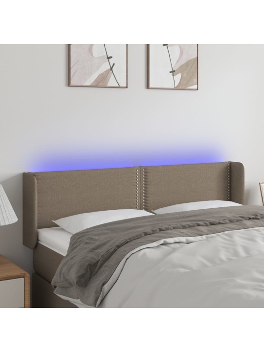 Gultas galvgalis ar led, 147x16x78/88 cm, pelēkbrūns audums