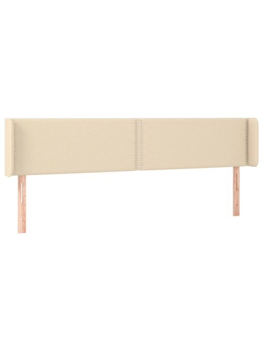 Gultas galvgalis ar LED, 163x16x78/88 cm, krēmkrāsas audums