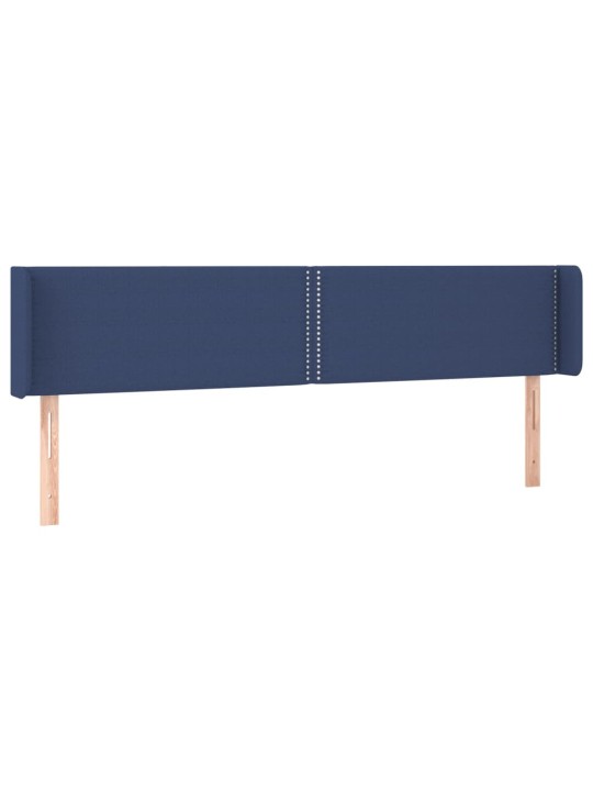 Gultas galvgalis ar led, 183x16x78/88 cm, zils audums