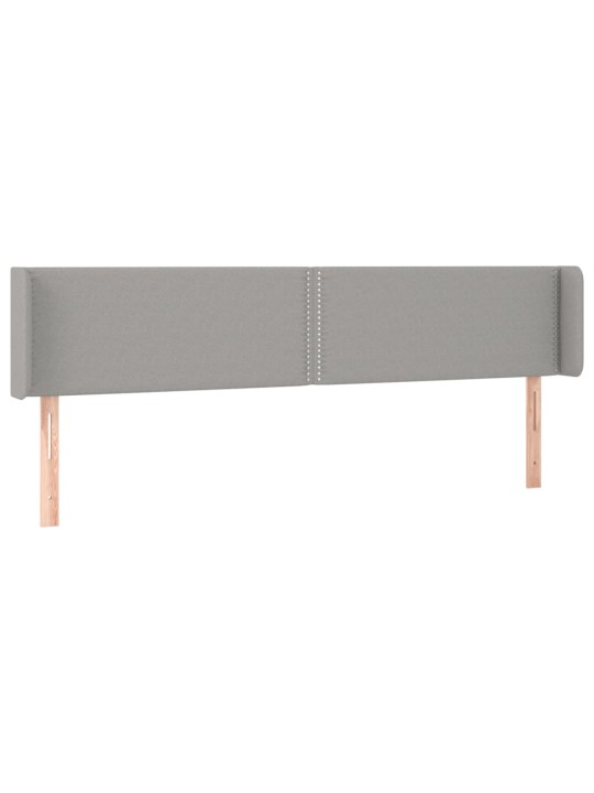 Gultas galvgalis ar led, 203x16x78/88 cm, gaiši pelēks audums