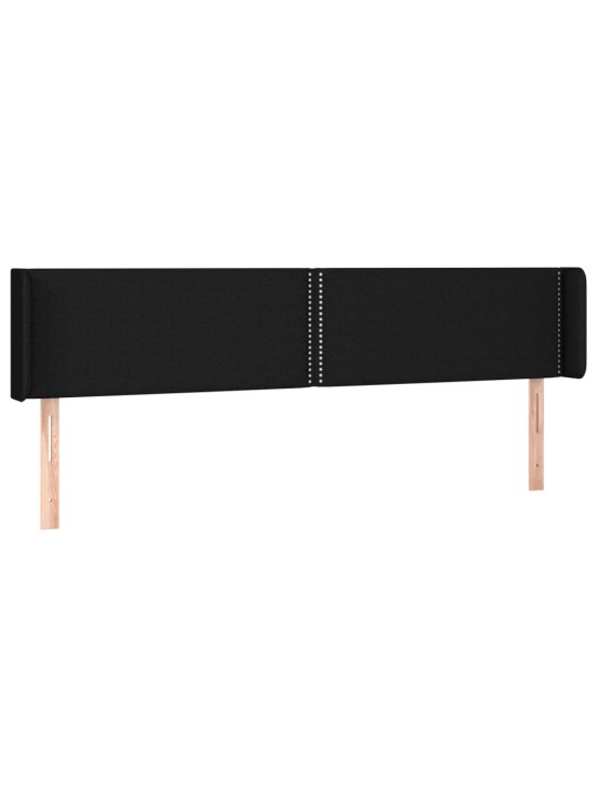 Gultas galvgalis ar led, 203x16x78/88 cm, melns audums