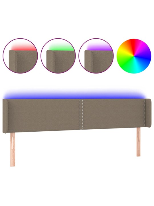 Gultas galvgalis ar led, 203x16x78/88 cm, pelēkbrūns audums