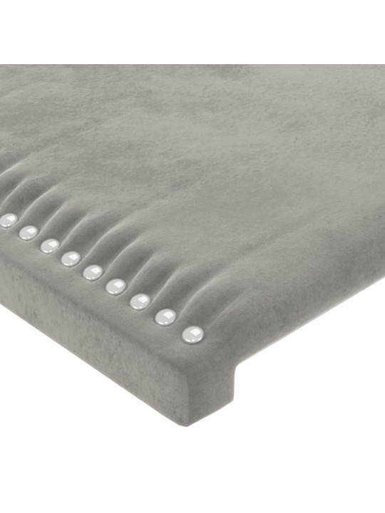 Gultas galvgalis ar led, 93x16x78/88 cm, gaiši pelēks samts