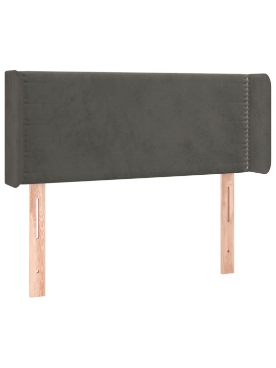 Gultas galvgalis ar led, 93x16x78/88 cm, tumši pelēks samts