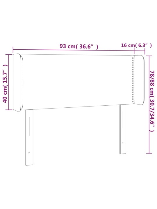 Gultas galvgalis ar led, 93x16x78/88 cm, tumši pelēks samts
