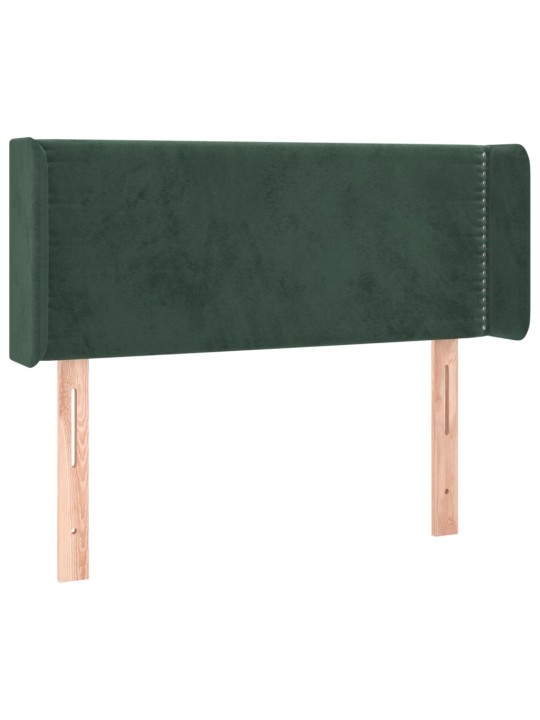 Gultas galvgalis ar led, 93x16x78/88 cm, tumši zaļš samts