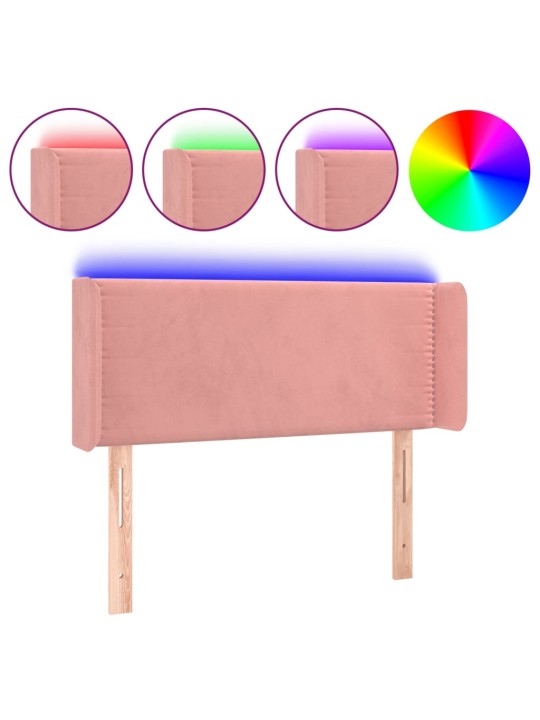 Gultas galvgalis ar LED, 103x16x78/88 cm, rozā samts