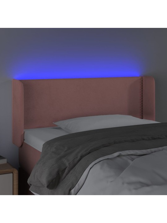 Gultas galvgalis ar LED, 103x16x78/88 cm, rozā samts