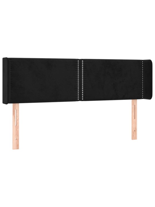 Gultas galvgalis ar LED, 147x16x78/88 cm, melns samts