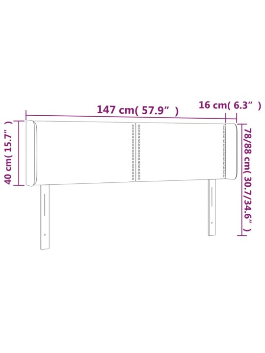Gultas galvgalis ar LED, 147x16x78/88 cm, tumši zils samts
