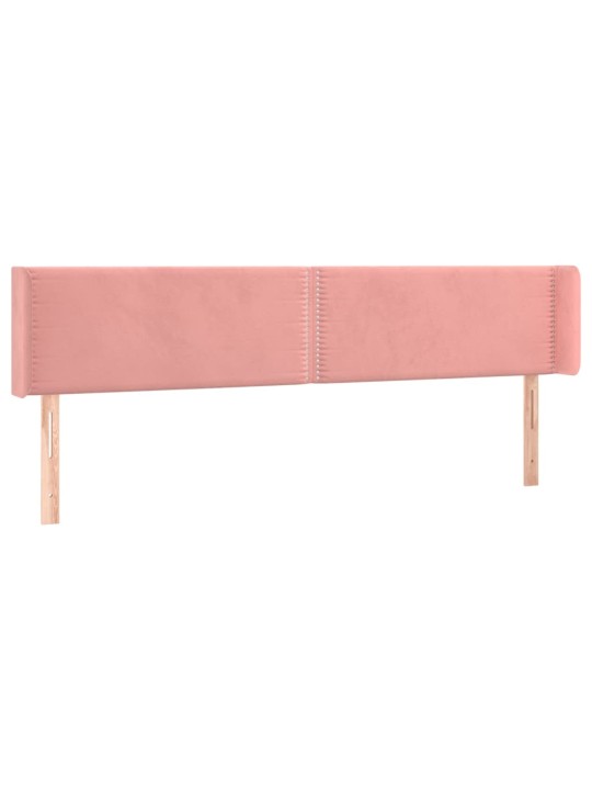 Gultas galvgalis ar led, 183x16x78/88 cm, rozā samts