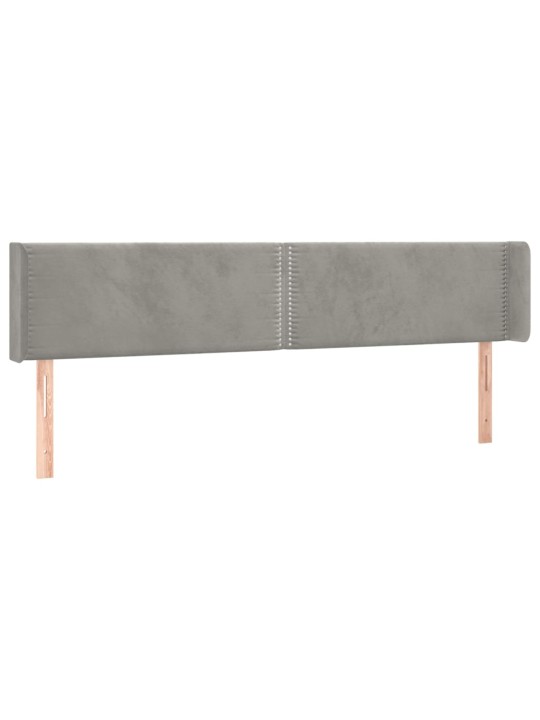 Gultas galvgalis ar led, 203x16x78/88 cm, gaiši pelēks samts