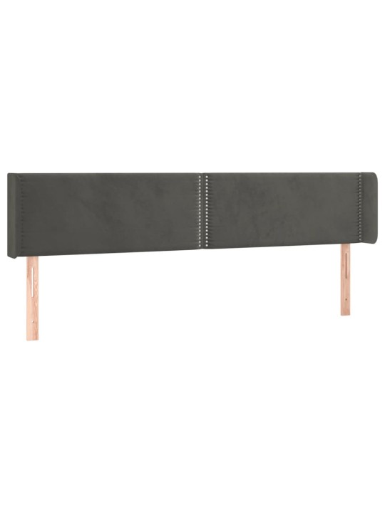 Gultas galvgalis ar led, 203x16x78/88 cm, tumši pelēks samts