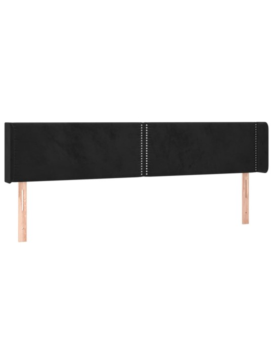 Gultas galvgalis ar led, 203x16x78/88 cm, melns samts