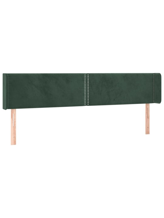 Gultas galvgalis ar led, 203x16x78/88 cm, tumši zaļš samts
