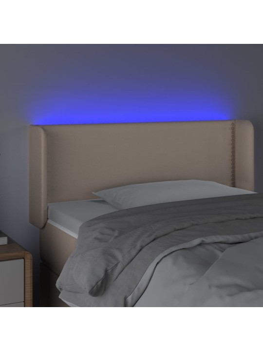Gultas galvgalis ar led, 83x16x78/88 cm, kapučīno mākslīgā āda