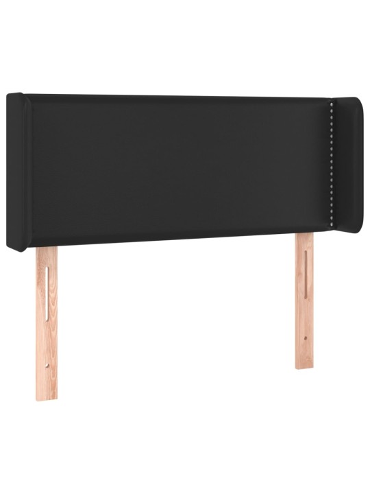 Gultas galvgalis ar led, 93x16x78/88 cm, melna mākslīgā āda