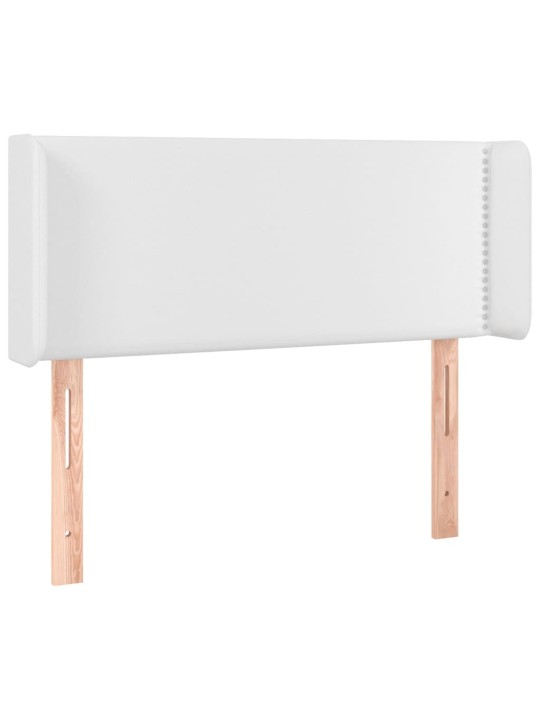 Gultas galvgalis ar led, 93x16x78/88 cm, balta mākslīgā āda