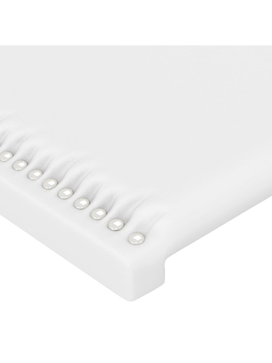 Gultas galvgalis ar led, 93x16x78/88 cm, balta mākslīgā āda