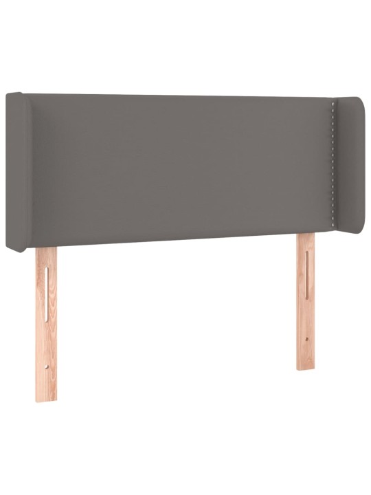 Gultas galvgalis ar led, 93x16x78/88 cm, pelēka mākslīgā āda