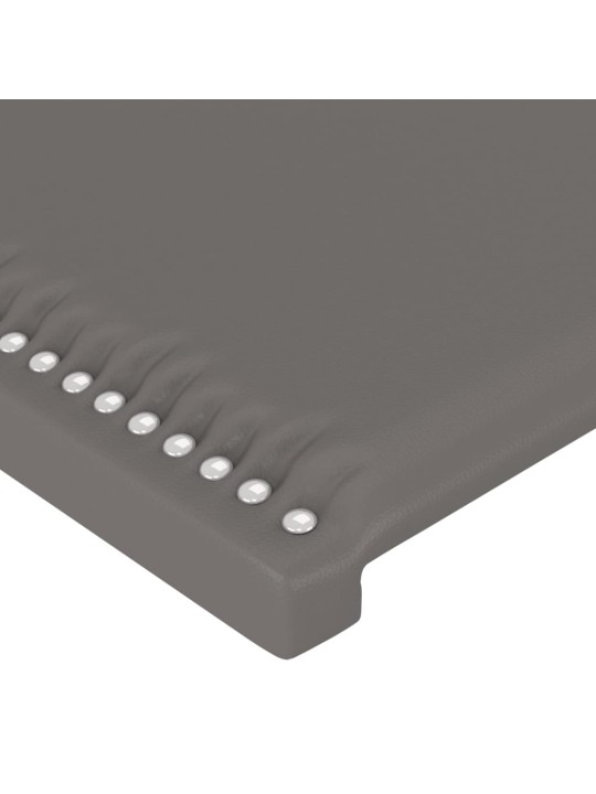 Gultas galvgalis ar led, 93x16x78/88 cm, pelēka mākslīgā āda