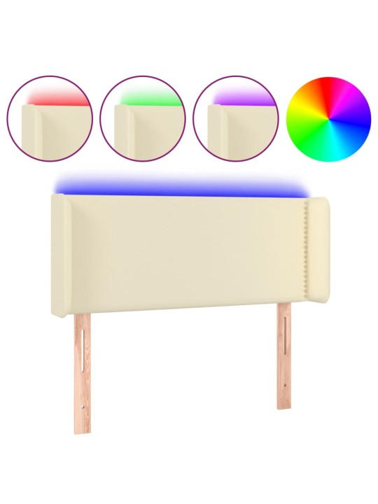 Gultas galvgalis ar LED, 103x16x78/88 cm, krēmkrāsas