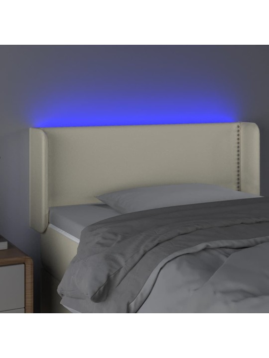 Gultas galvgalis ar LED, 103x16x78/88 cm, krēmkrāsas