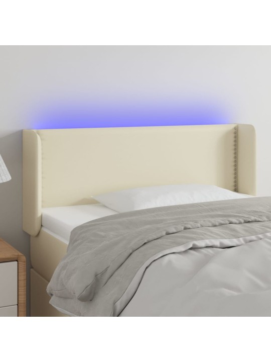 Gultas galvgalis ar LED, 103x16x78/88 cm, krēmkrāsas