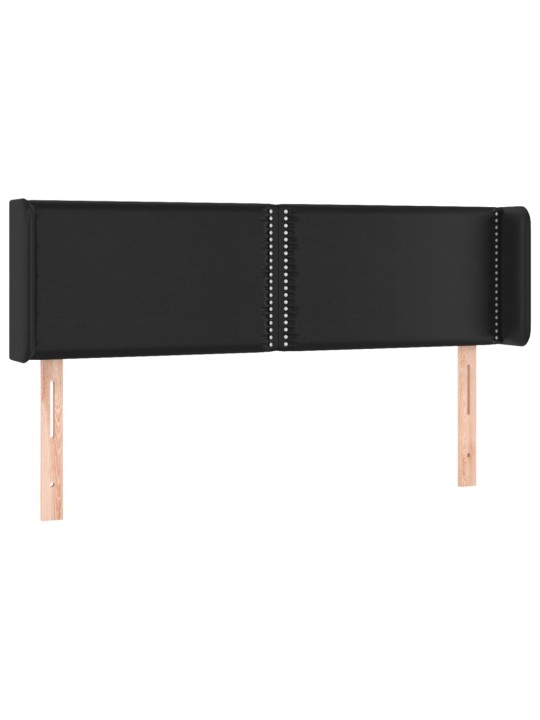 Gultas galvgalis ar LED, 147x16x78/88 cm, melna mākslīgā āda