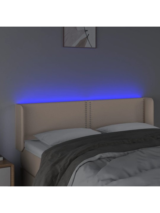 Gultas galvgalis ar LED, 147x16x78/88 cm, kapučīno mākslīgā āda