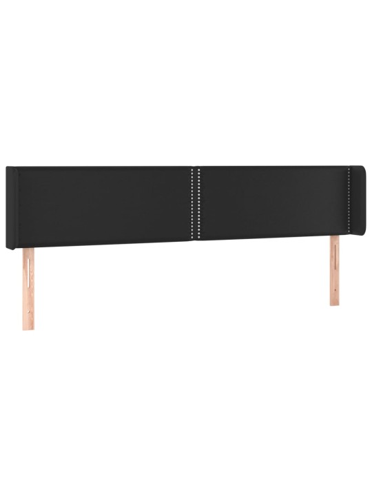 Gultas galvgalis ar led, 203x16x78/88 cm, melna mākslīgā āda