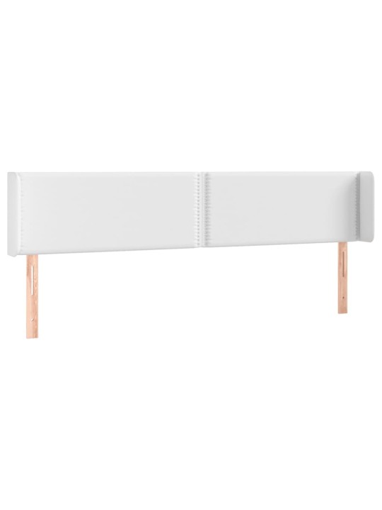 Gultas galvgalis ar led, 203x16x78/88 cm, balta mākslīgā āda