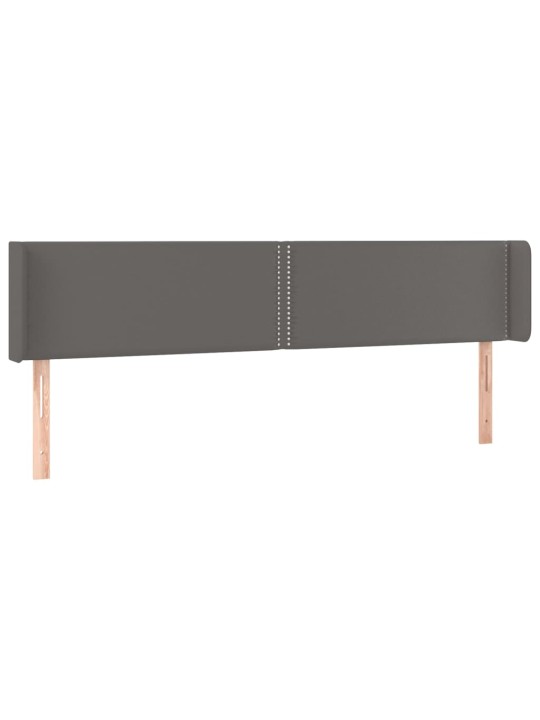 Gultas galvgalis ar led, 203x16x78/88 cm, pelēka mākslīgā āda