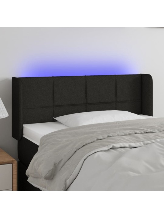 Gultas galvgalis ar led, 83x16x78/88 cm, melns audums