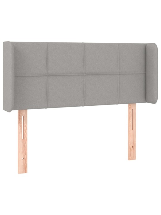 Gultas galvgalis ar led, 93x16x78/88 cm, gaiši pelēks audums