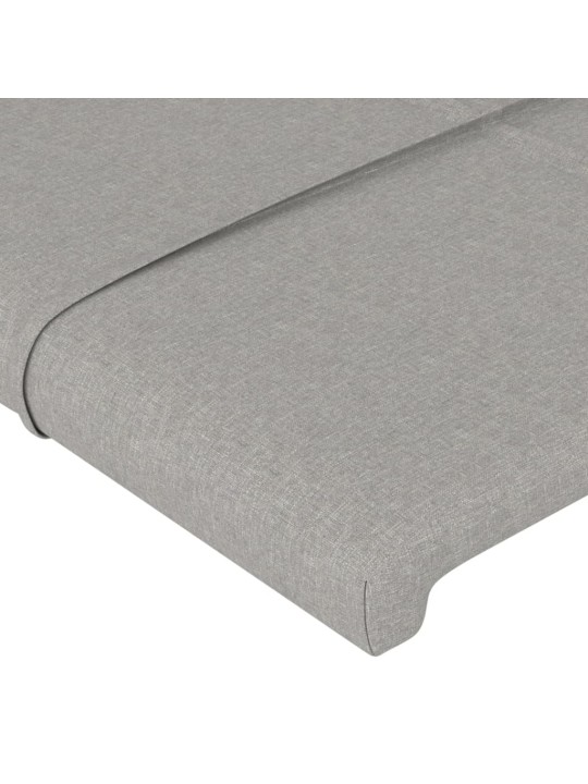 Gultas galvgalis ar led, 93x16x78/88 cm, gaiši pelēks audums