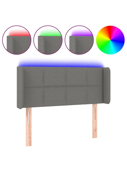 Gultas galvgalis ar led, 93x16x78/88 cm, tumši pelēks audums