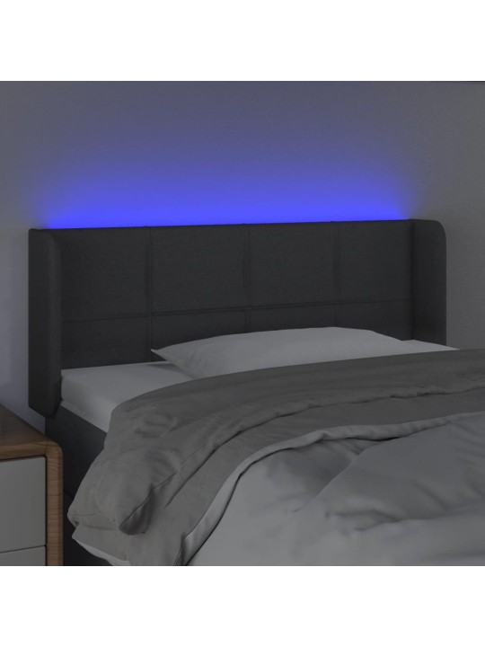 Gultas galvgalis ar led, 93x16x78/88 cm, tumši pelēks audums