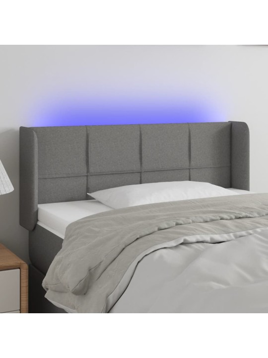 Gultas galvgalis ar led, 93x16x78/88 cm, tumši pelēks audums
