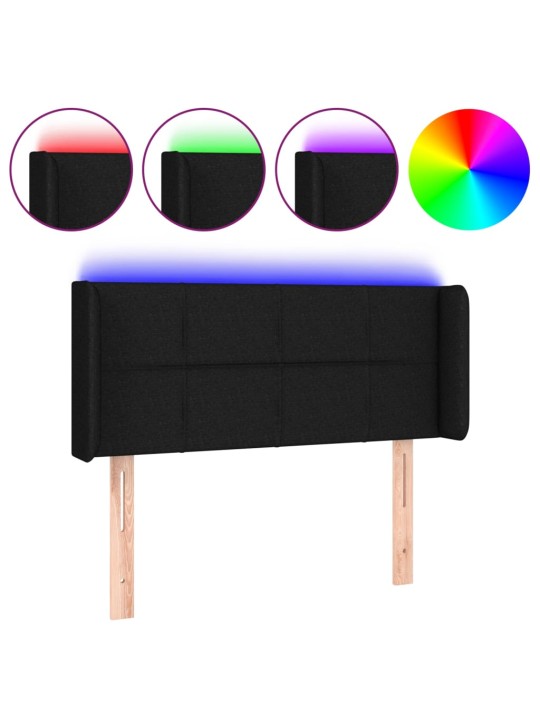 Gultas galvgalis ar led, 93x16x78/88 cm, melns audums