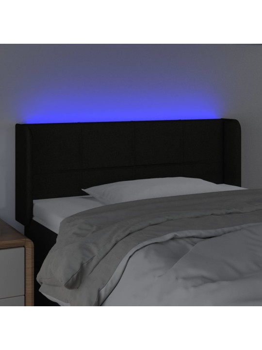 Gultas galvgalis ar led, 93x16x78/88 cm, melns audums