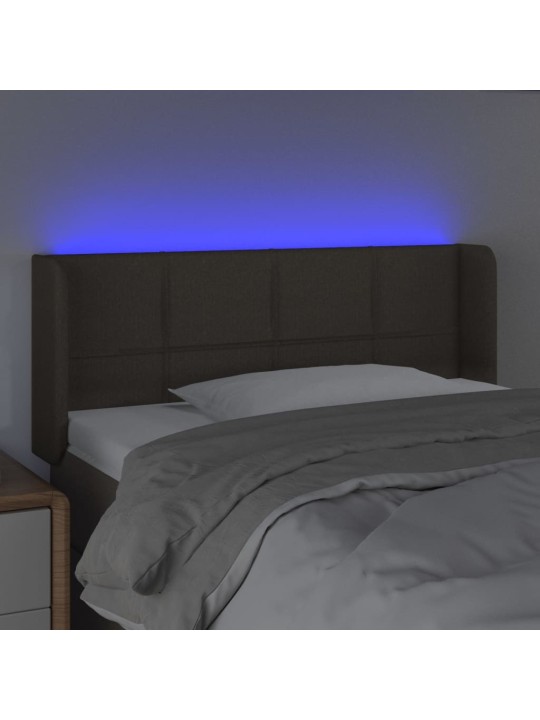 Gultas galvgalis ar led, 93x16x78/88 cm, pelēkbrūns audums