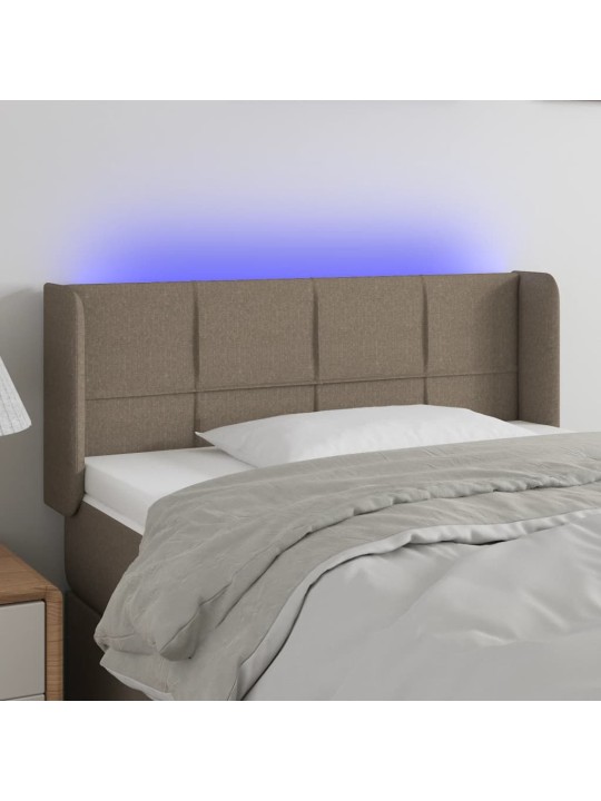 Gultas galvgalis ar led, 93x16x78/88 cm, pelēkbrūns audums